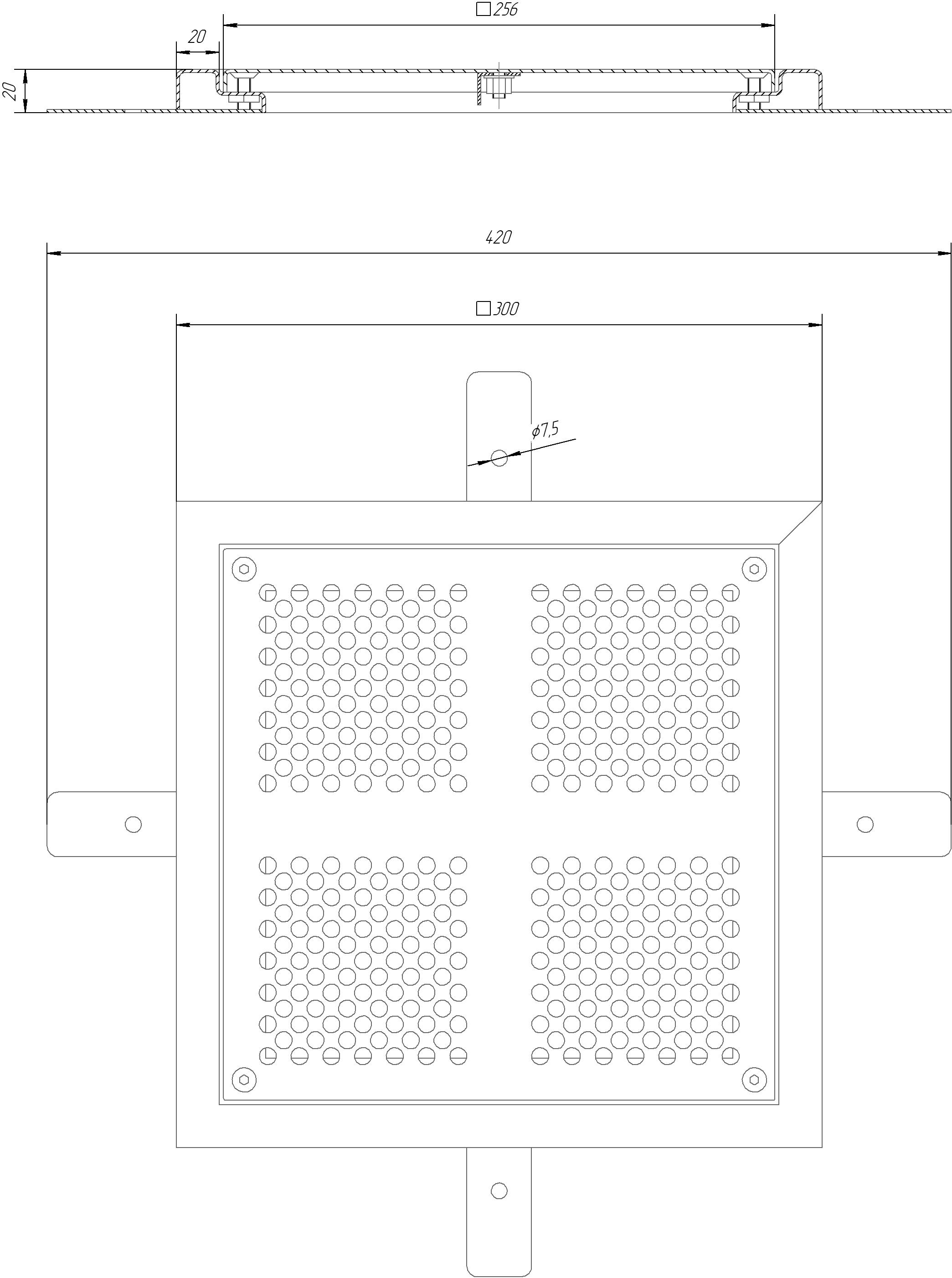Решетка донного слива 300x300 мм, плитка